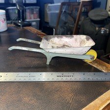 Early 1900's Antique Tin Steel Plate Pink & Gray Toy Wheelbarrow Made In USA