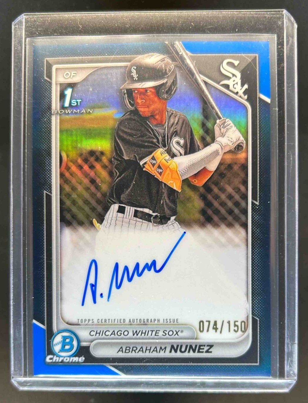 2024 Bowman Chrome Abraham Nunez Auto Blue Refractor 1st Prospect #74/150