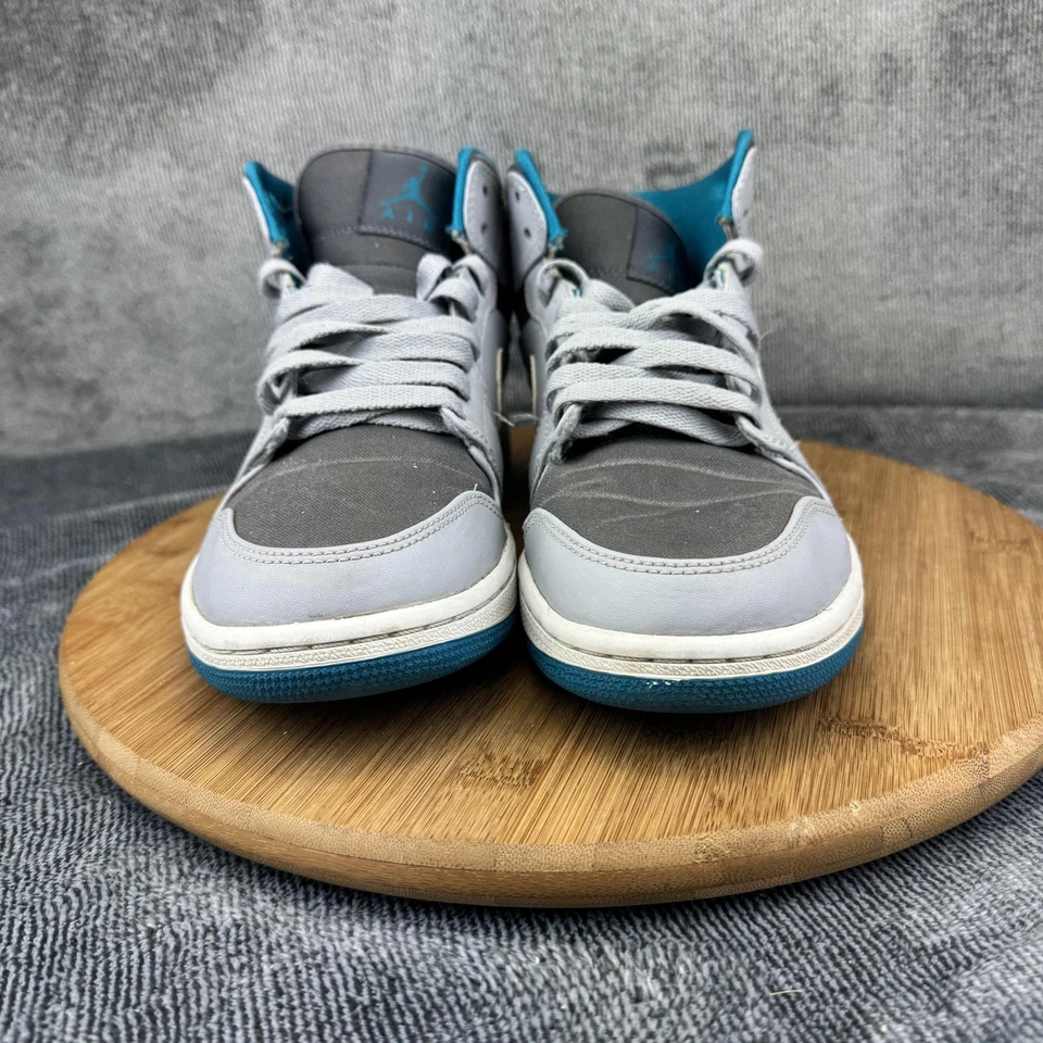 Tênis retrô Air Jordan 1 cinza lobo médio masculino tamanho 8 azul-petróleo 554724-027 - Imagem 2 de 4