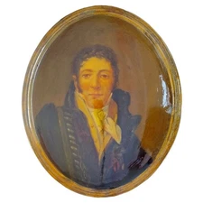 Hand-Painted Medallion 25x30 cm - Made in Italy - Man in Dark Jacket