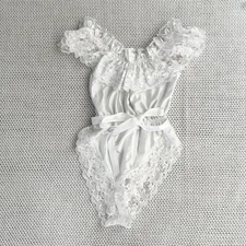 Dolores For Poirettes Union Vintage White Bride Lace Off Shoulder High Cut Teddy