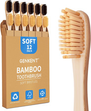 Bamboo Toothbrushes 12 Pack Natural BPA Free Soft Bristles Eco Friendly Travel