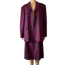 Vintage Pendleton Classic Plaid Wool Skirt Suit Set Women's size 14 Made in USA