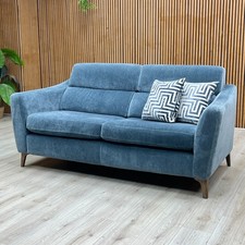 Furniture Village ‘Moderna’ 2 Seater Sofa Mht Airforce Blue Sw Linen Fabric NEW