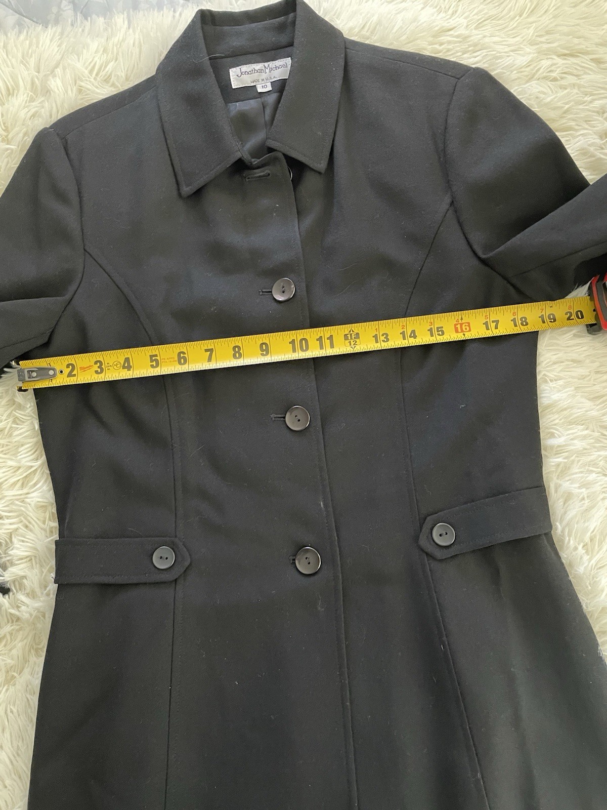 Jonathan Michael Black Button Front Lined Wool Bl… - image 2