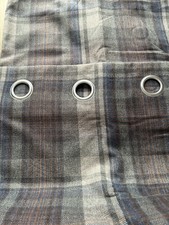 NEXT - Eyelet Blue Check Curtains  - Lined - 228cm Wide X 229cm Long