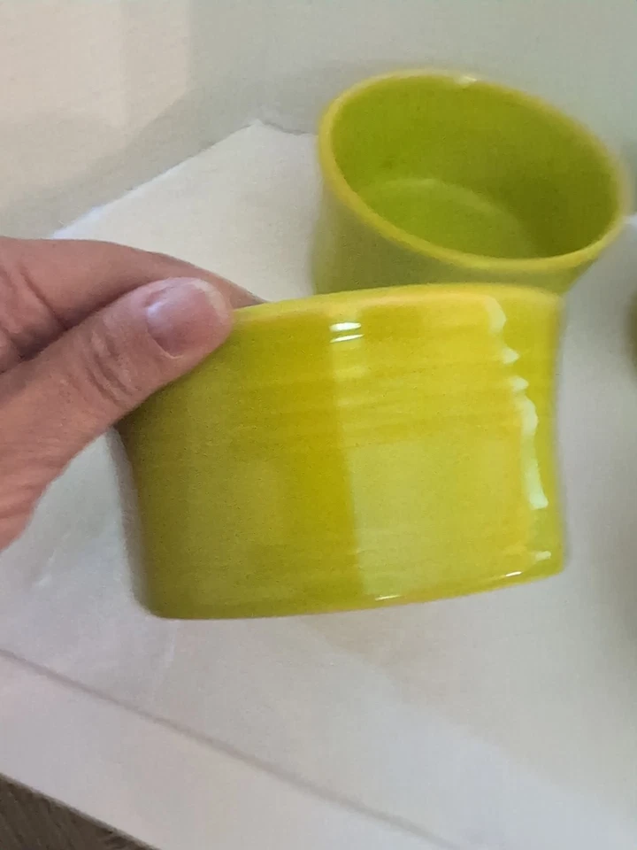 Set of 4 Fiestaware Square Bottom Round Top Soup/Cereal Bowls Yellow Green - Image 3 of 4