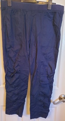 XCVI Womens Geyser Solid Crop Stretch Capri Pant - Navy, Large Torn Tag EUC