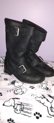 Ladies Size 8 Black Leather UGG Boots