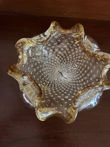 VIntage Murano Italy Barovier & Toso Art Glass Gold Flecked Bowl - Picture 4 of 5