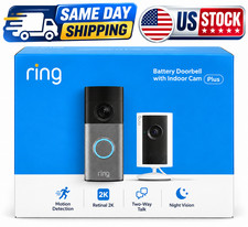 2026 2nd Gen. RING Sealed Battery Doorbell with Indoor Cam PLUS Speckled Gray