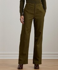 Lauren Ralph Lauren Women's Canvas Wide-Leg Pant Size 16 Botanic Green 165