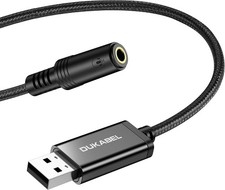 DUKABEL USB to 3.5mm Jack Audio Adapter, Aux Cable with 19 inch / 50cm