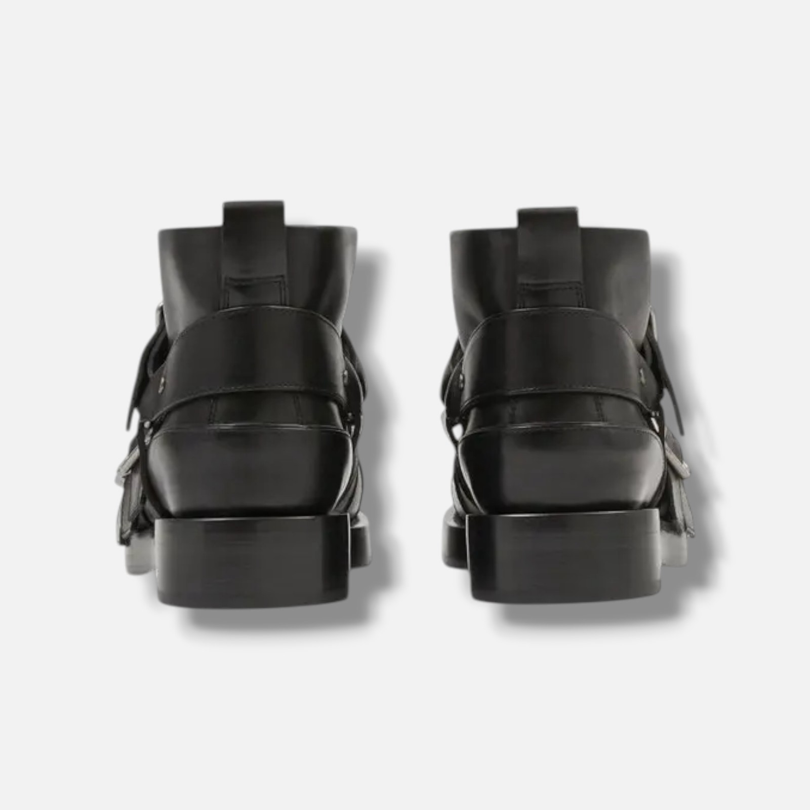Burberry Men's Black Buckled Leather Slip-On Biker Boots Shoes Size EU:44 US:11 image 4