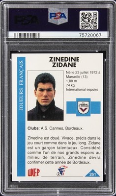 PANINI FOOT 92 Zinedine Zidane Cannes Rookie EUR 2.499,00 - FR