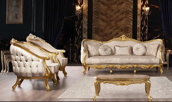 Barock Sofagarnitur 3+1+1 Sitzer Chesterfield Sofa Sofas Sessel Sitz Garnitur-image