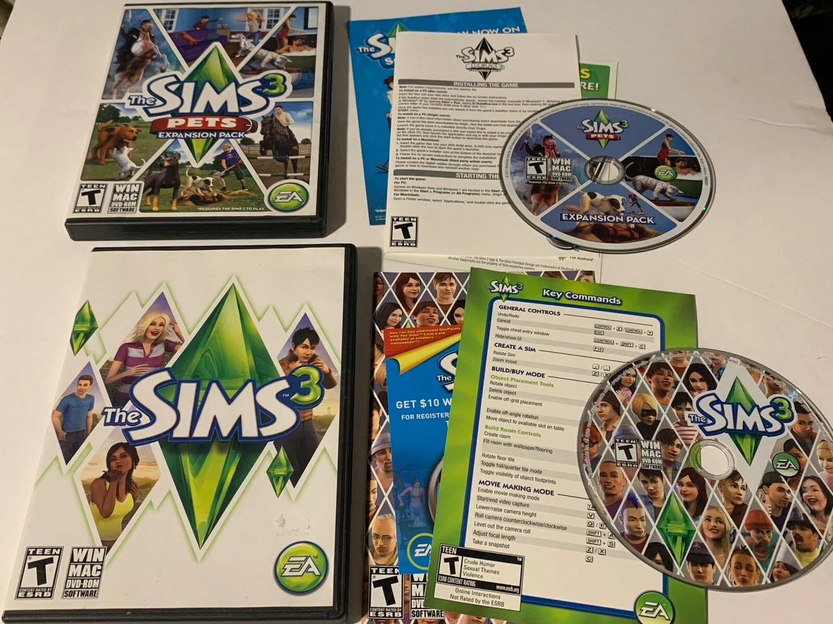 THE SIMS 3 PC Game LOT - Pets Exp Pack- Manual & Activation Code.