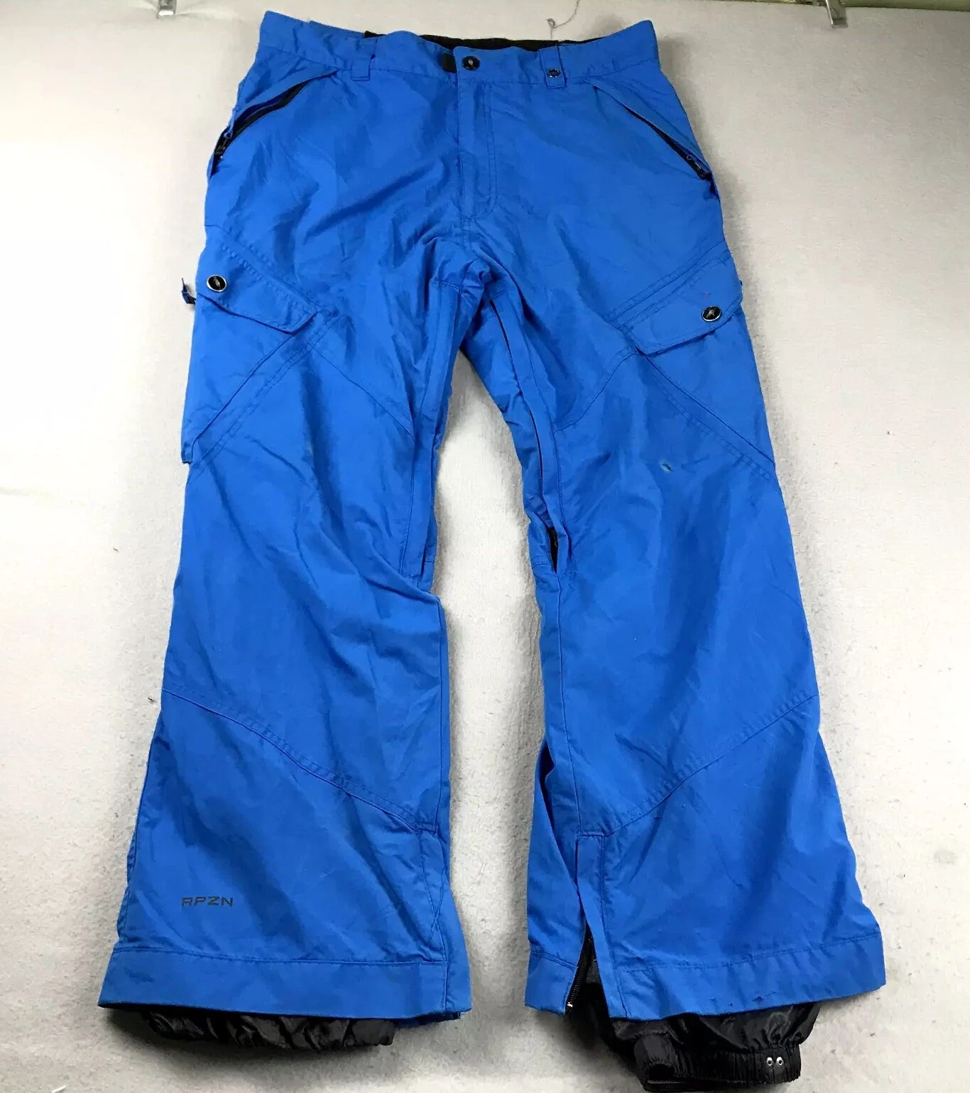 RPZN Snow Pants Womens Large Blue Flat Front Zip Pockets Ankle Zip *