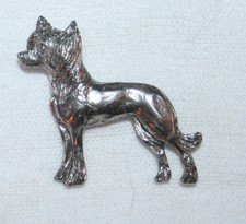 Chinese Crested Dog Fine PEWTER PIN Jewelry Art USA Made