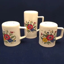 Provincial by Home Concepts Stoneware Floral Salt & Pepper & Cheese Set Korea