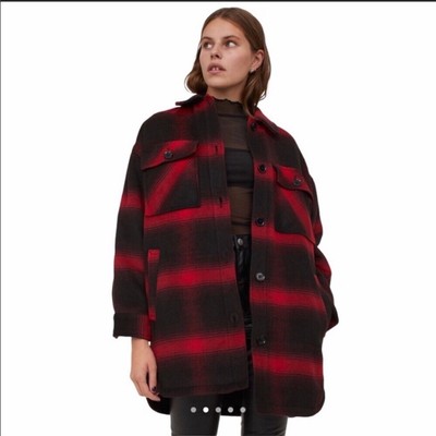 red and black checked jacket