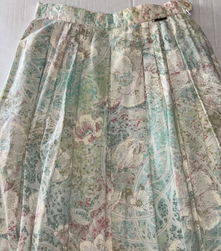 Vintage GEIGER SKIRT Pleated A Line Lined Size 36 Austria Pastel Pink Blue Ivory - Picture 2 of 7