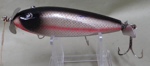 Scarce Shur Strike 3 3/4" Injured Minnow, TE, 3T, Red Sides, 1941-46 - Picture 5 of 5