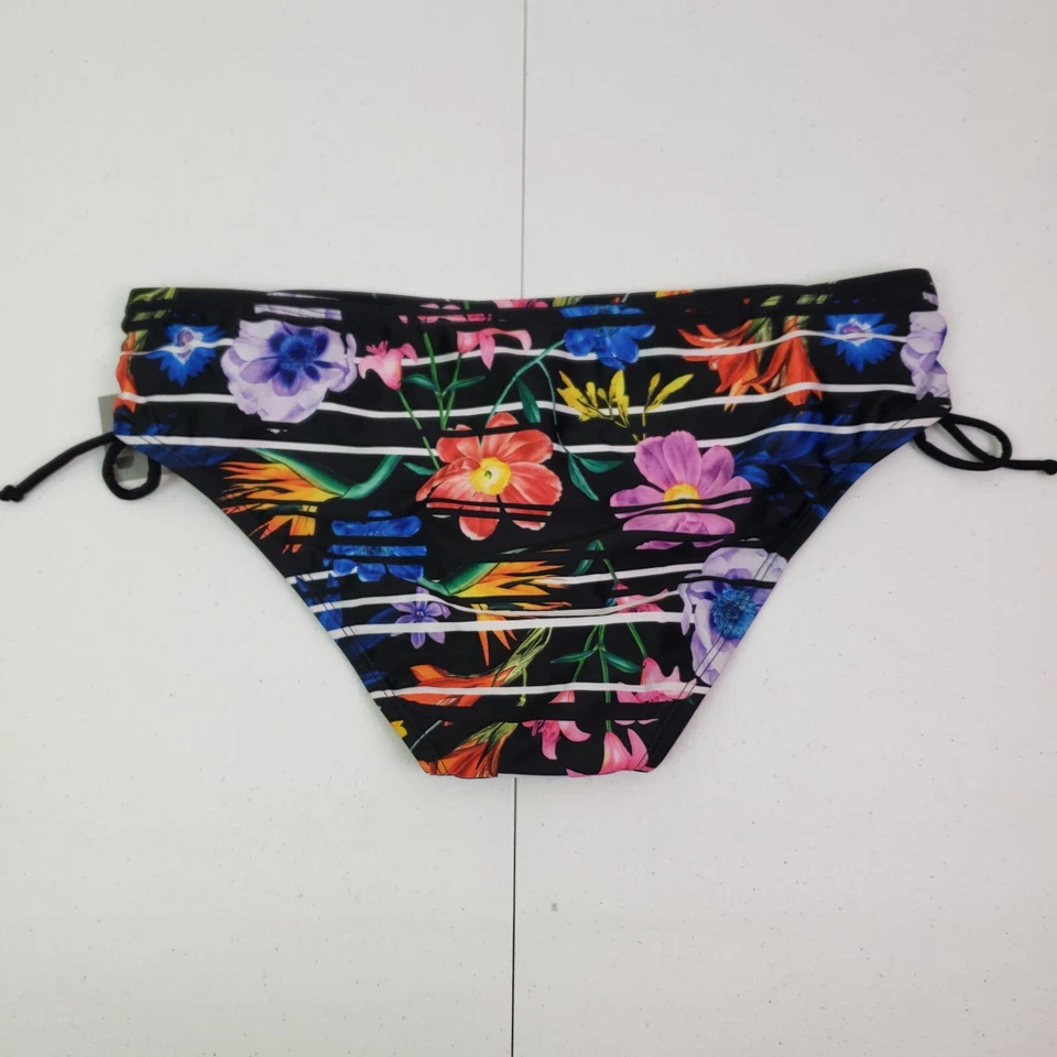 Mossimo Womens Size XL Black Pink Floral Bathing Suit Bikini Hipster Swim Bottom - Image 2 of 4