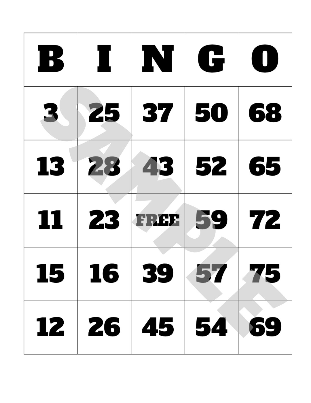 Printable bingo cards! 20, 50, 200, 500, 1000 different cards! | ebay