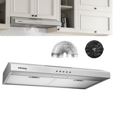 30in Kitchen Under Cabinet Range Hood Stainless Steel 3-Speed Fan LEDs Silver