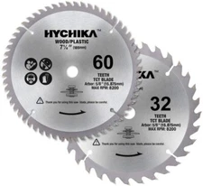2 Packs Saw Blades, 7-1/4” 60 Tooth & 32 Tooth Blades with 5/8” Arbor, Steel Mat