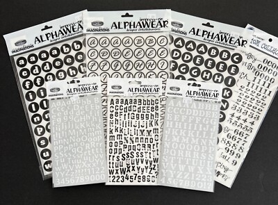 7 pkg Black & White ALPHABET LETTER RubOn TRANSFER STICKERS Creative Imagination