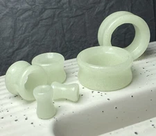 PAIR Glow in the Dark Stone Tunnels Double Flare Plugs Earlets Gauges