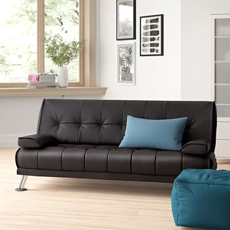 Marylee 3 Seater Clic Clac Sofa Bed Black sofabed faux leather sleeps 2