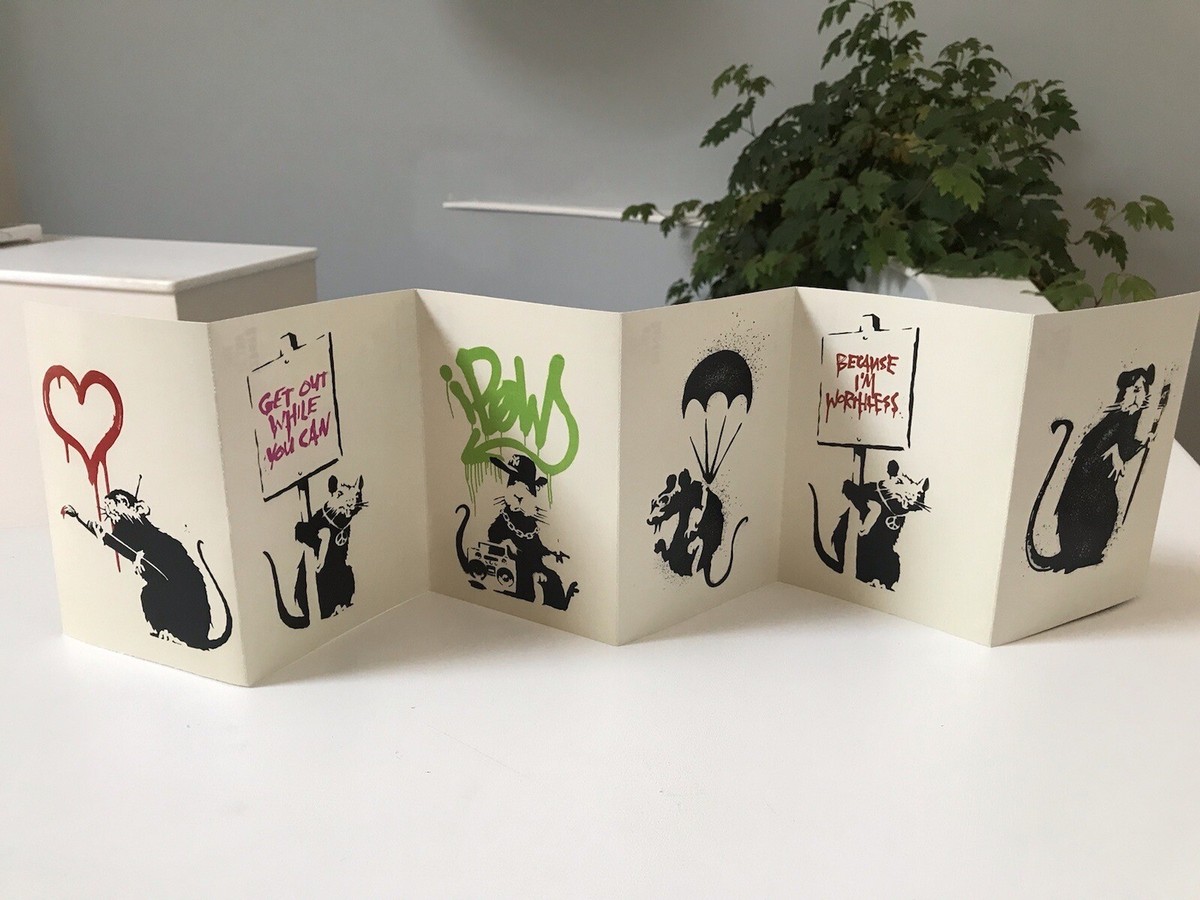 Banksy Set of six cards from Art of Banksy Exhibition London Rare