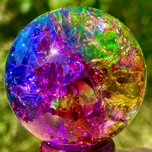Sfera di quarzo arcobaleno titanio naturale 157G sfera di cristallo guarigione - Foto 2 di 15