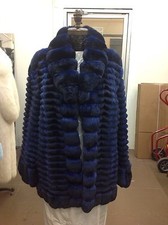 Empress Chinchilla Royal Blue Jacket Coat Size Small New Saks 5th Avenue