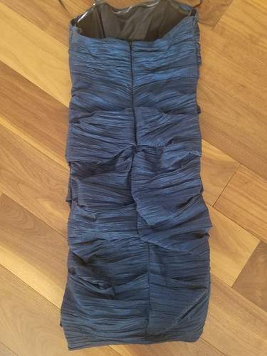 Betsy & Adam Dress Womens Size 8 Strapless Party Blue with Roughing on Sides - Picture 3 of 4