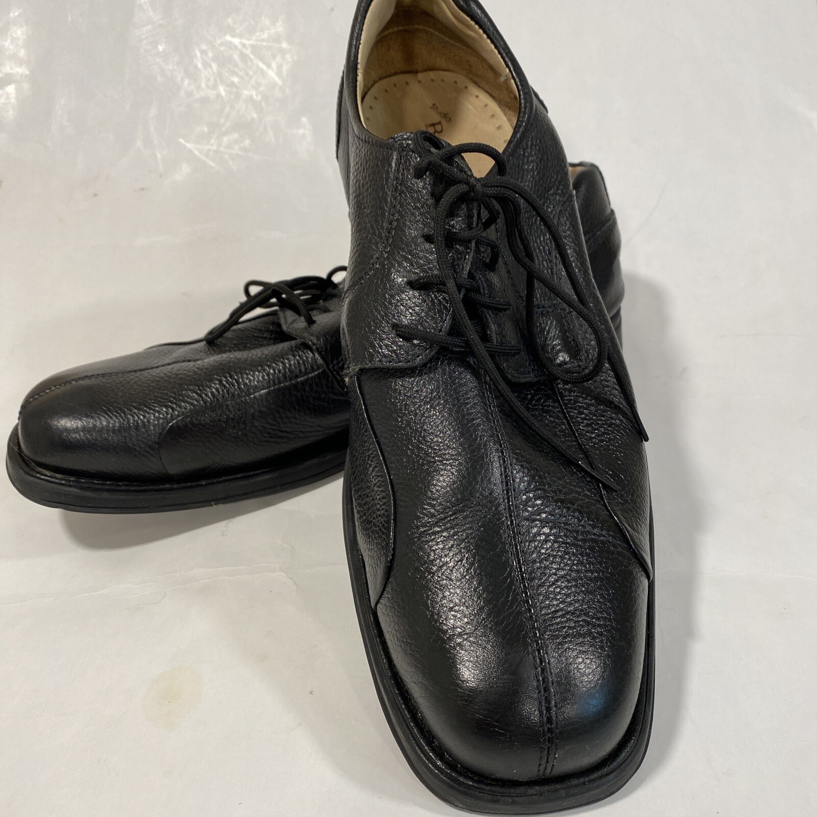 SAOLA Belvedere Studio Bay Bridge Black Pebbled Leather Oxford Shoes Men Size 12 EEE