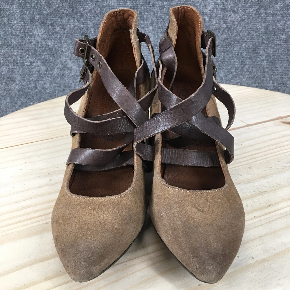 Zapatos de tacón Sixty Seven para mujer 38 informales con doble correa cruzada en punta marrón gamuza Foto 4 de 4