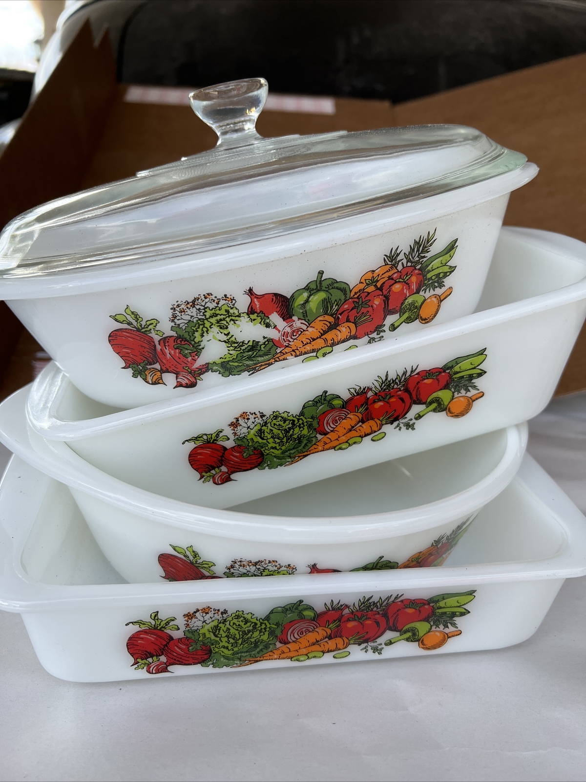Vintage Glasbake casserole Dish 4 Piece Set. 2qt. 1 1/2 Qt 1 Qt And 8