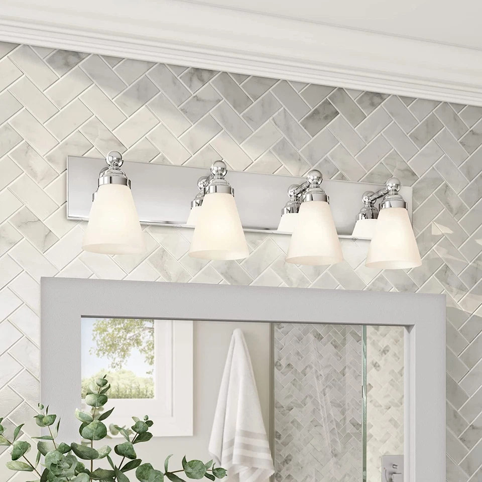 DESIGNERS FOUNTAIN 6494-CH Hudson 4 Bathroom Vanity Light Fixture, Silver - Image 4 of 4