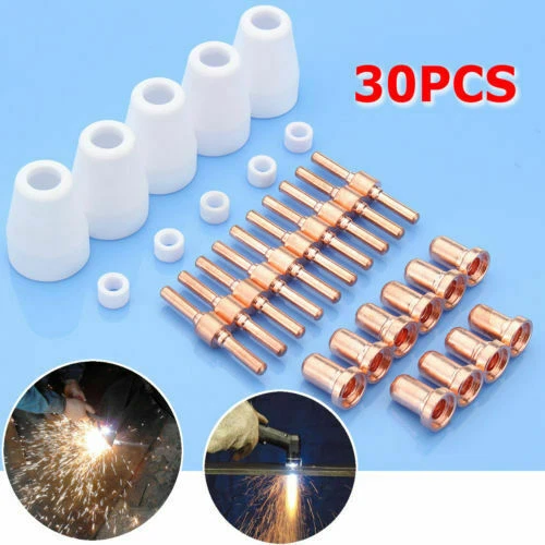 30pcs PT-31 LG-40 Air Plasma Cutter Taglio Consumabili Elettrodo Punta Kit Torcia - Foto 2 di 8