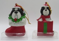 2 Shih Tzu Puppy Dog Christmas Tree Ornaments LittleGifts NIB stocking  present