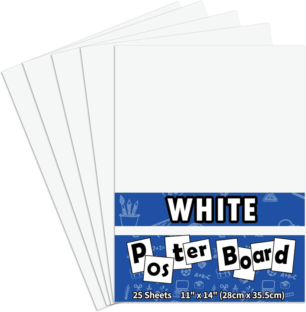25 Packs Poster Boards,11X14“White Poster Paper,Poster Board Bulk,Posteboard,Sch