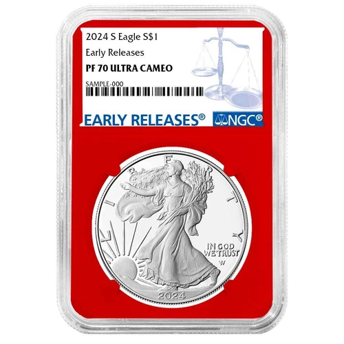 2024-S Proof $1 American Silver Eagle NGC PF70UC ER Blue Label Red Core