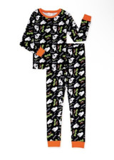 Way to Celebrate Halloween size 4, 2 Piece Boys Pajamas Black Bats Ghost Spiders