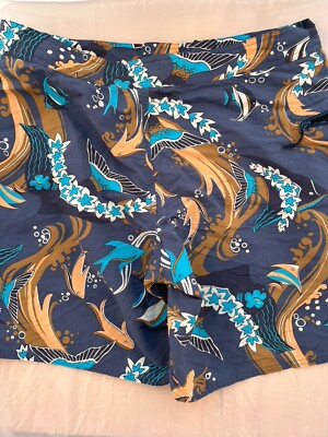 【美品】Patagoniaメンズ 総柄　水着　パンツ　魚　亀　鳥ネイビー28 S Patagonia Shorts Mens 34 Blue Fish Print Baggies Swim Trunks