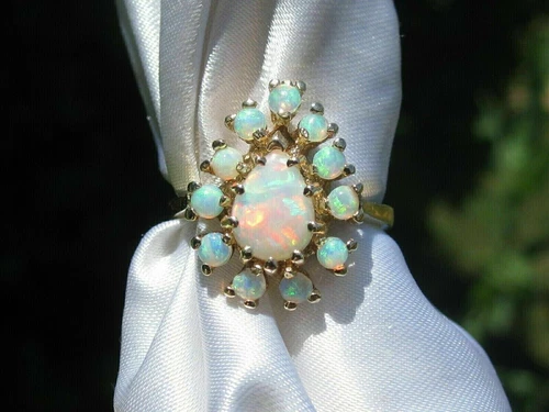 2.00Ct Pear Cut Natural Fire Opal Women's Vintage Ring 14K Yellow Gold Plated