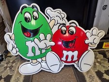 Vintage 90s M&Ms Mars Candy Double Sided Store Advertising Sign 1995 Good Shape